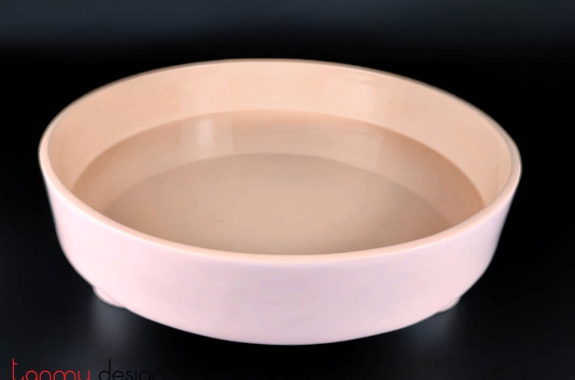 Plain round lacquer tray with 3  legs /size S 35*H10cm